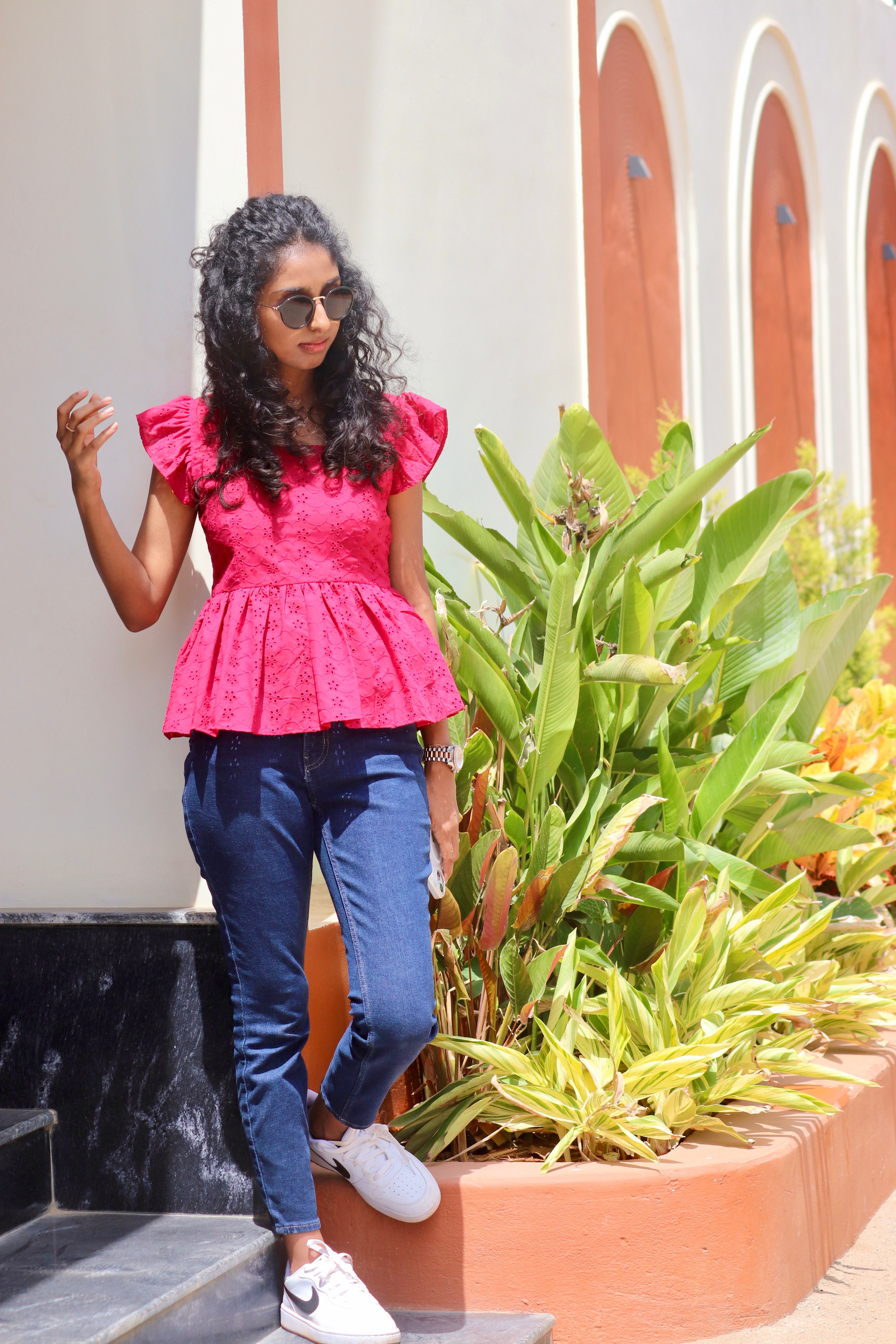 Dark Pink Peplum Top